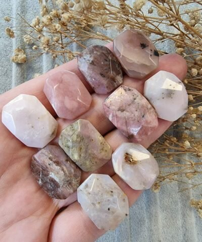 Pembe Opal Fasetli Şekilli Doğal Taş