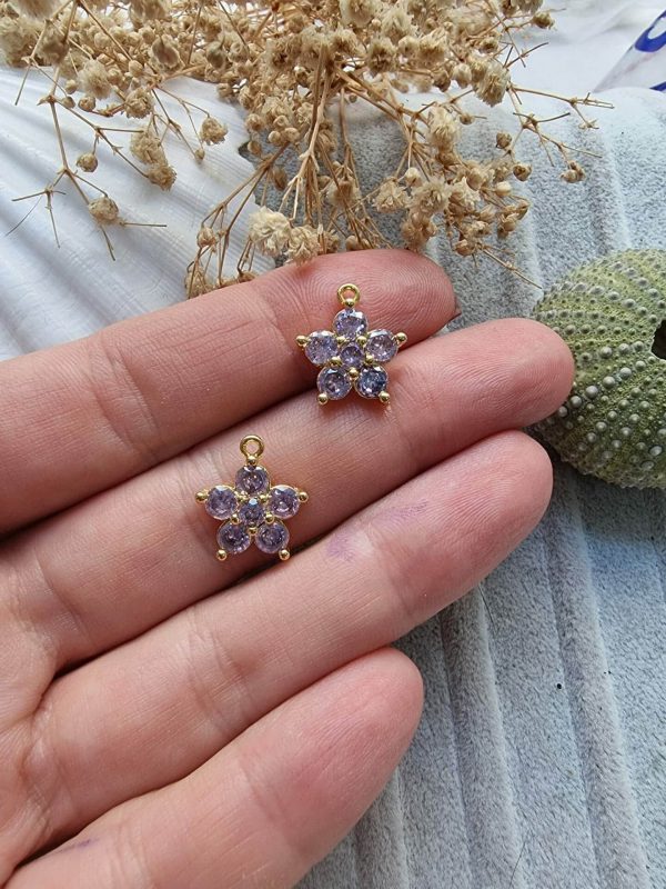 Pembe Taşlı Gold Çiçek