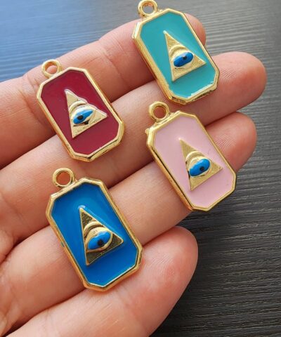 Piramit Göz Mineli Kolye Ucu