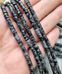 Rondela Karlı Obsidyen Doğal Taş 4x2 MM