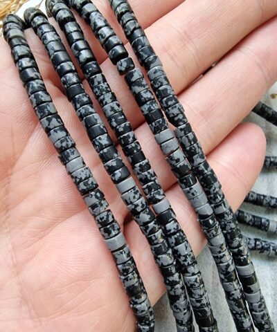 Rondela Karlı Obsidyen Doğal Taş 4x2 MM