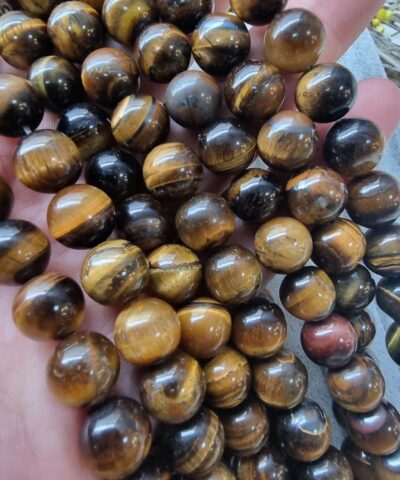 Sari Kahve Kaplan Gozu Aa Dogal Tas Dizi 10 Mm