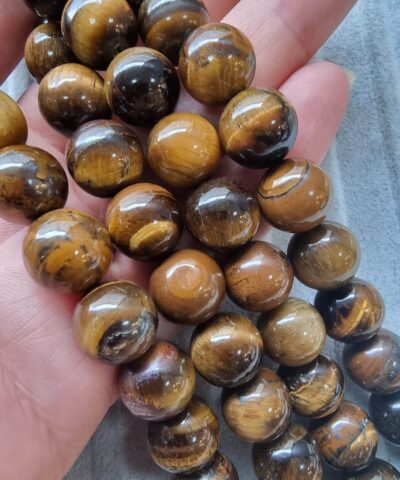 Sari Kahve Kaplan Gozu Aa Dogal Tas Dizi 12 Mm
