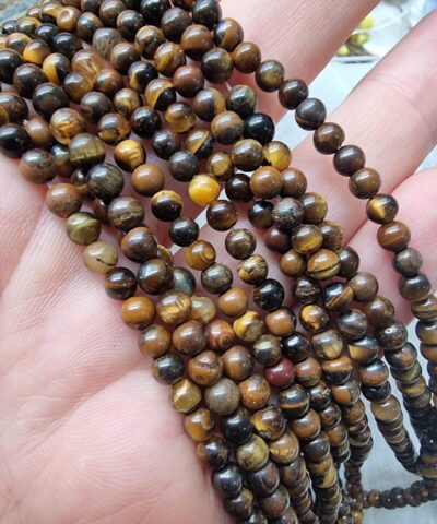 Sari Kahve Kaplan Gozu Aa Dogal Tas Dizi 4 Mm