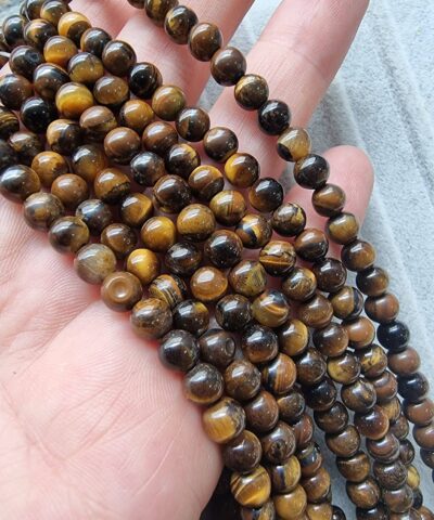 Sari Kahve Kaplan Gozu Aa Dogal Tas Dizi 6 Mm