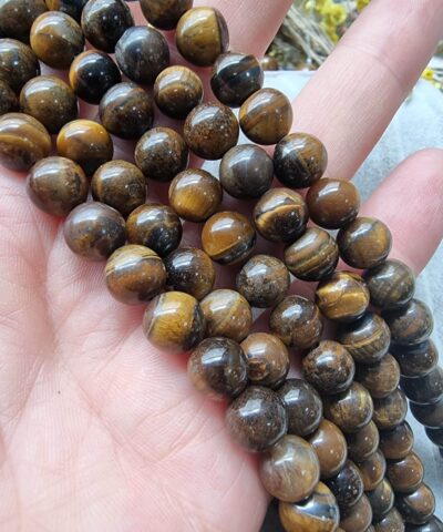 Sari Kahve Kaplan Gozu Aa Dogal Tas Dizi 8 Mm