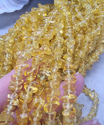 Sari Kehribar Kuvars Kirik Dogal Tas