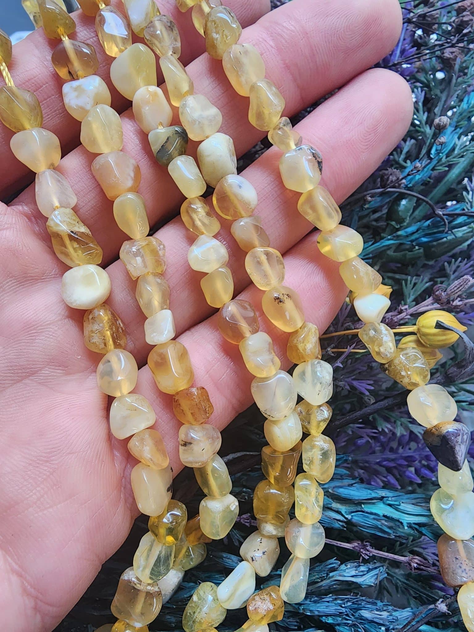 Sari Opal Dogal Tas Dizi Amorf Sekilli