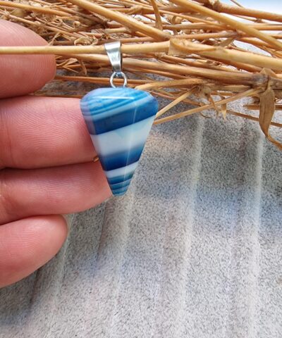 Sarkac Dogal Tas Kolye Ucu Mavi Akik