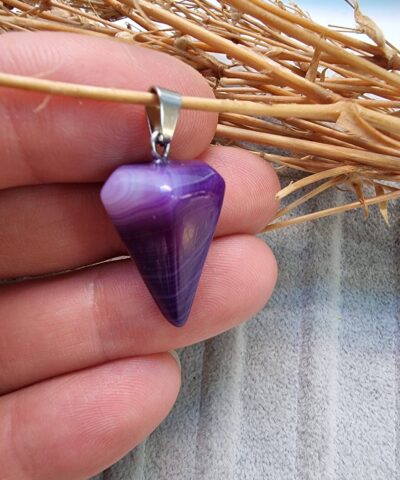 Sarkac Dogal Tas Kolye Ucu Mor Akik