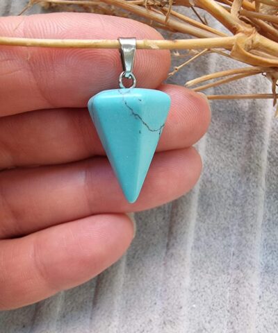 Sarkac Dogal Tas Kolye Ucu Turkuaz