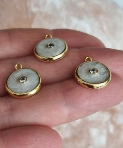 Sedef Mineli Zirkon Tek Tas Kolye Ucu