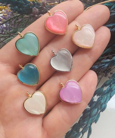 Sedef Taşlı Kalp Kolye Ucu