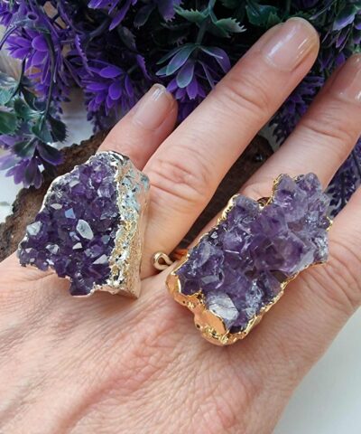 Sekilsiz Ametist Yuzuk Dogal Tas 2