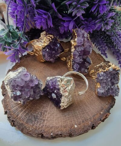 Sekilsiz Ametist Yuzuk Dogal Tas