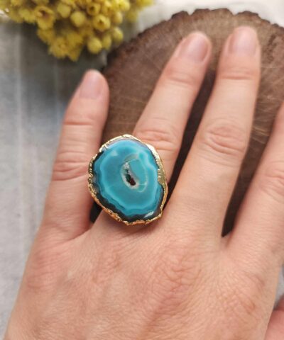 Sekilsiz Mavi Akik Yuzuk 2