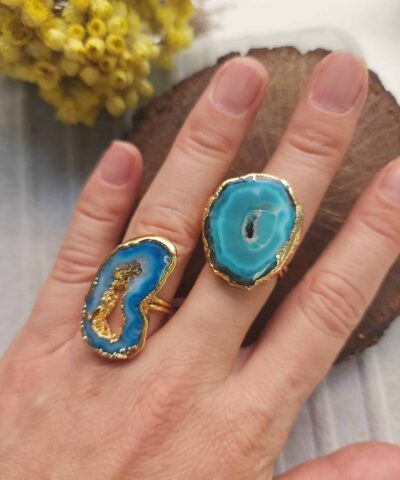 Sekilsiz Mavi Akik Yuzuk 3