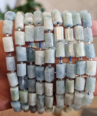 Silindir Akuamarin Dogal Tas Dizi 3