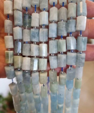 Silindir Akuamarin Dogal Tas Dizi 4