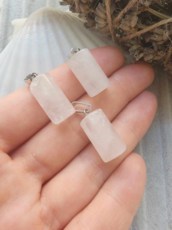 Silindir Pembe Kuvars Tasi Kolye Ucu
