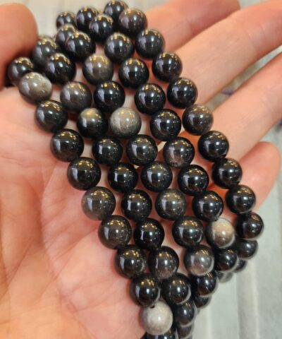 Silver Obsidyen Dogal Tas Dizi 8 Mm