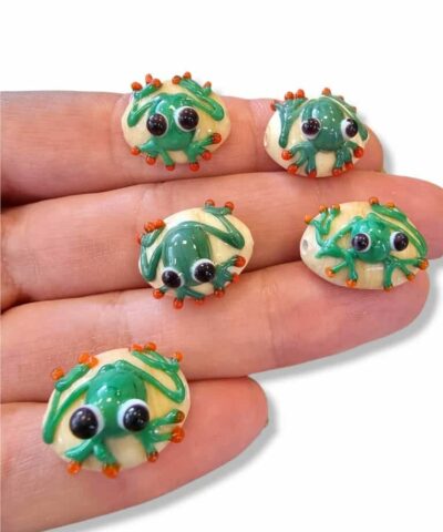 Taş Üstünde Kurbağa Murano Cam Obje