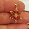 Tasli Kamelya Cicegi Turuncu Kolye Ucu 3