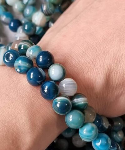 Turkuaz Damarli Akik Dogal Tas 10 Mm 2