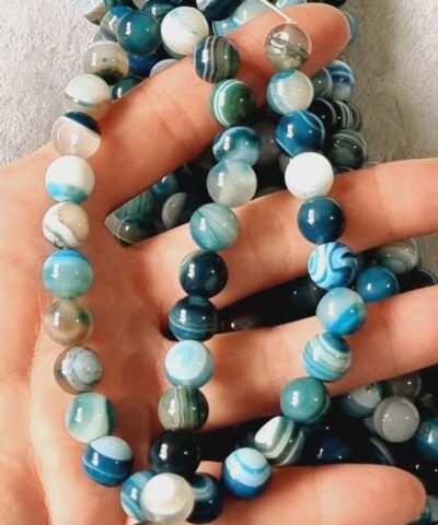 Turkuaz Damarli Akik Dogal Tas 10 Mm 4