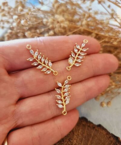 Yaprak Desenli Dal Zirkon Tasli Bileklik Aparati 3