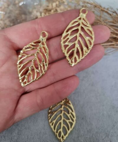 Yaprak Telkari Kararmaz Altin Kaplama Dokum Kolye Ucu 3