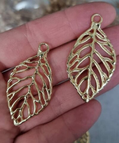 Yaprak Telkari Kararmaz Altin Kaplama Dokum Kolye Ucu