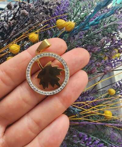 Yaprak Zirkon Taşlı Çelik Kolye Ucu - 501