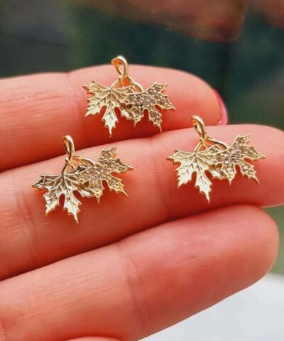 Yapraklar Minimal Zirkon Tasli Kolye Ucu