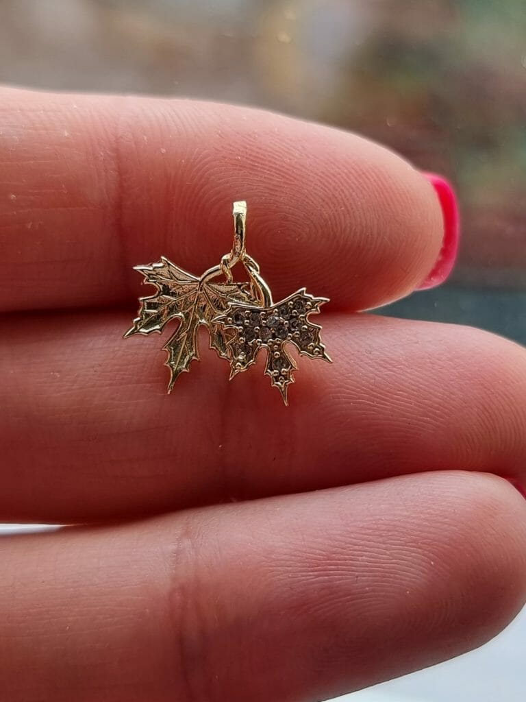 Yapraklar Minimal Zirkon Tasli Kolye Ucu 5