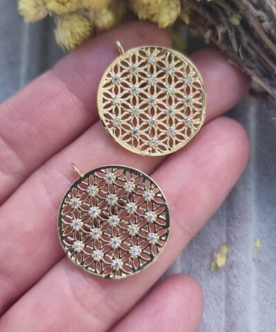 Yasam Cicegi Renkli Zirkon Tasli Kolye Ucu