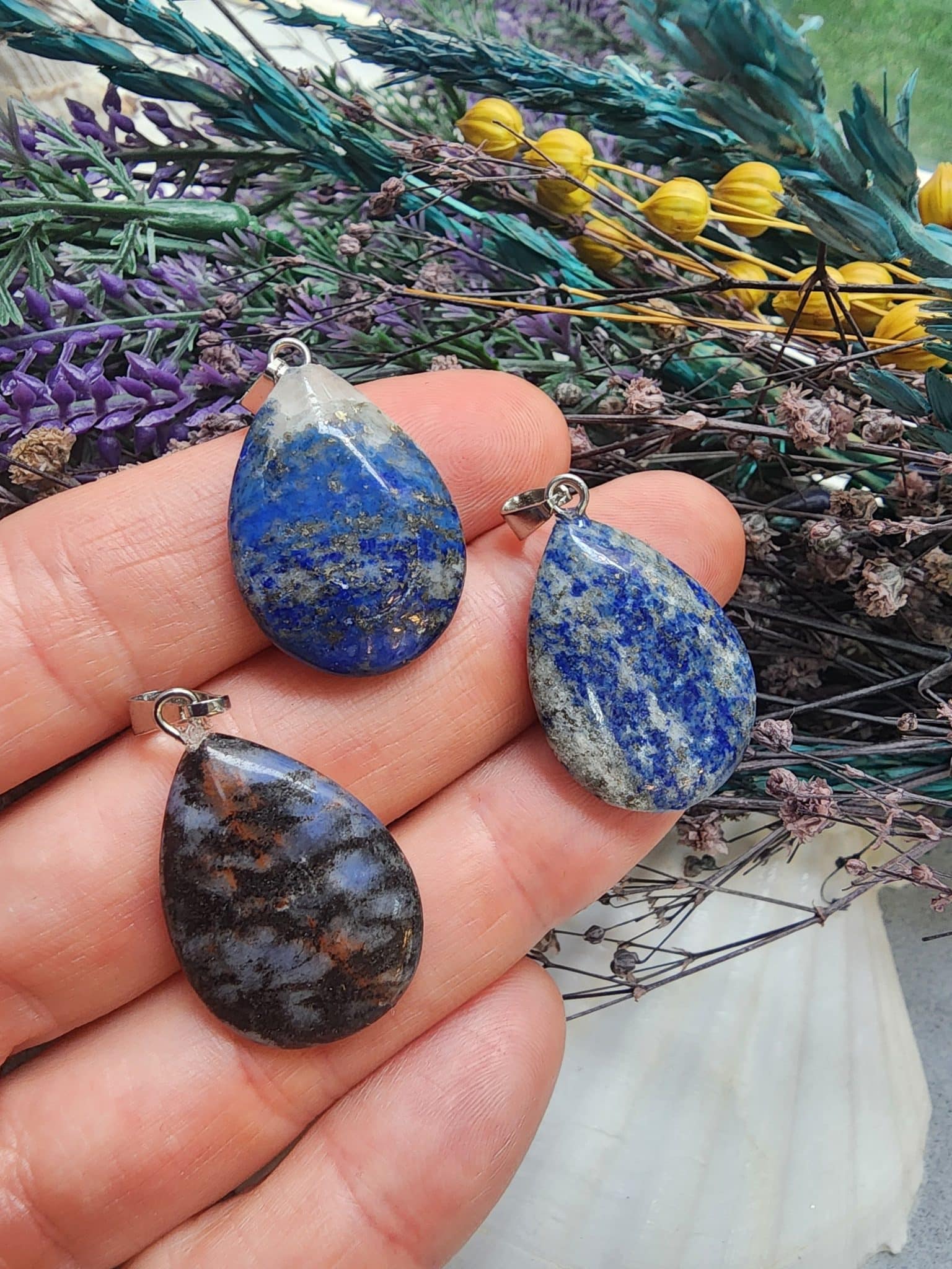 Yassi Damla Mavi Turkuaz Tasi Kolye Ucu 2