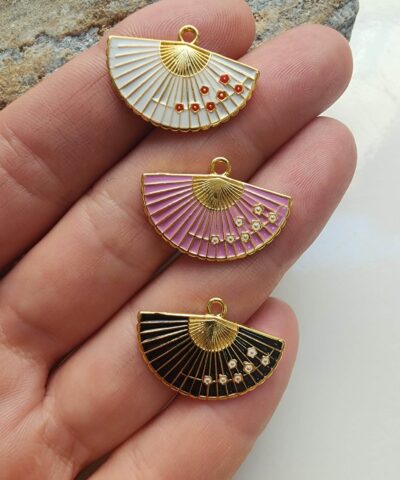 Yelpaze Mineli Altın Kaplama Kolye Ucu