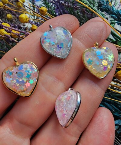 Yıldız Detaylı Tombul Kalp Kolye Ucu