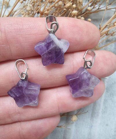 Yildiz Sallanti Ametist Kolye Ucu