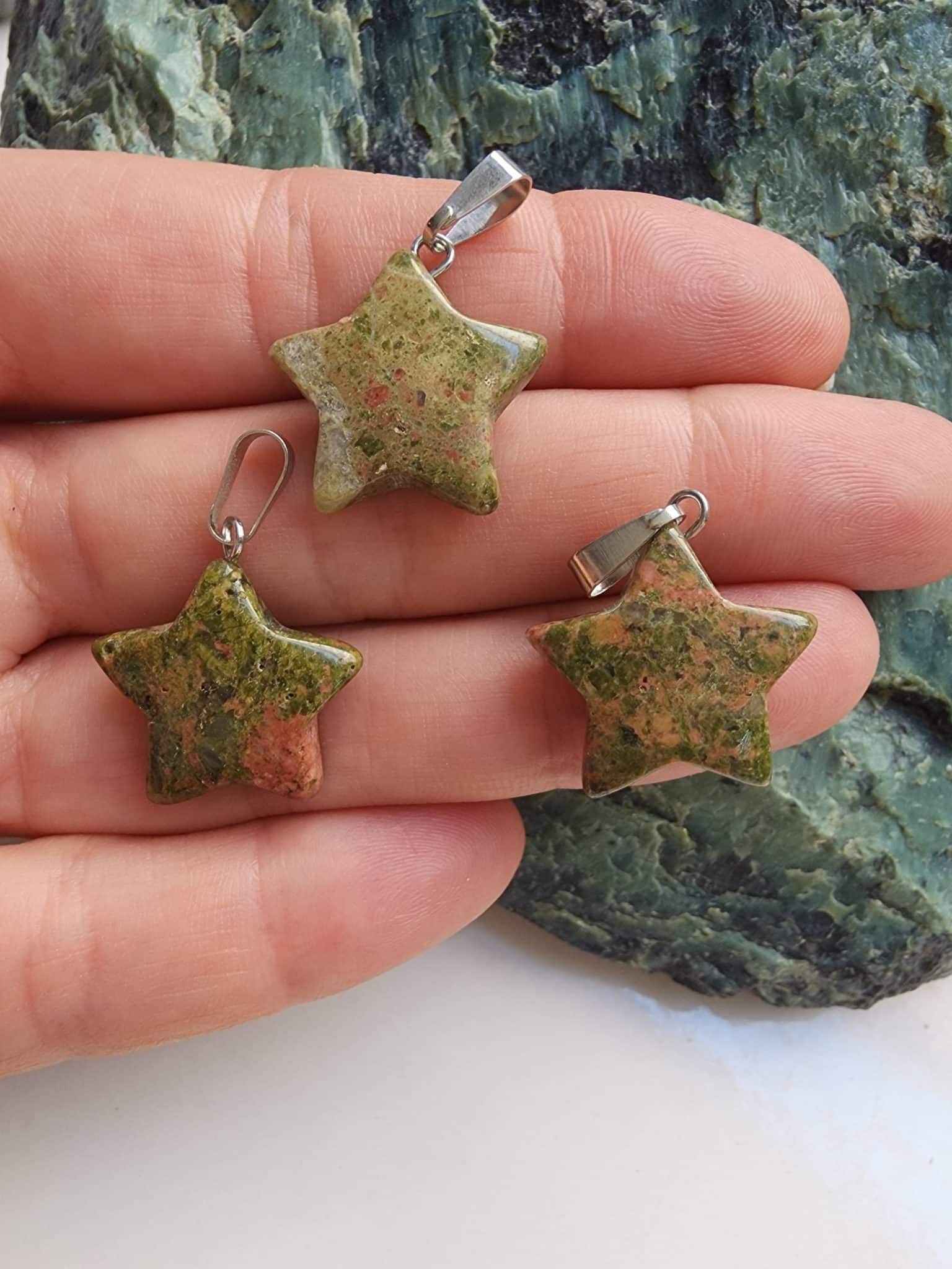 Yıldız Şekilli Unakit Taşı Kolye Ucu