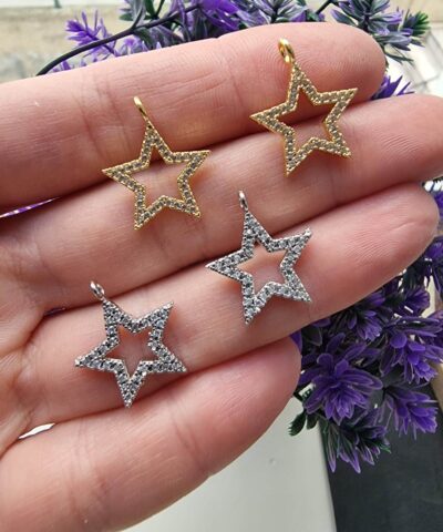 Yildiz Telkari Zirkon Tasli Kolye Ucu 2