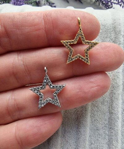 Yildiz Telkari Zirkon Tasli Kolye Ucu 4