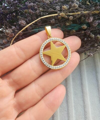 Yıldız Zirkon Taşlı Çelik Kolye Ucu - 501