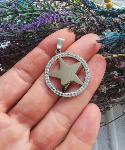 Yıldız Zirkon Taşlı Çelik Kolye Ucu - 502