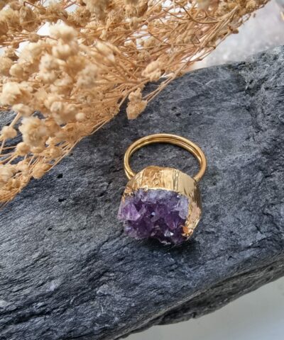 Yuvarlak Ametist Yuzuk Dogal Tas 3