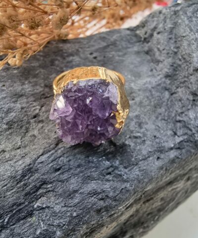 Yuvarlak Ametist Yuzuk Dogal Tas 4