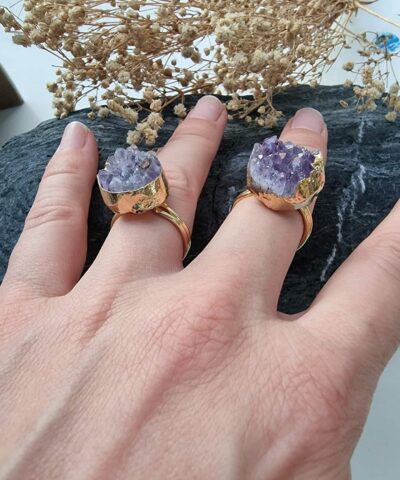 Yuvarlak Ametist Yuzuk Dogal Tas