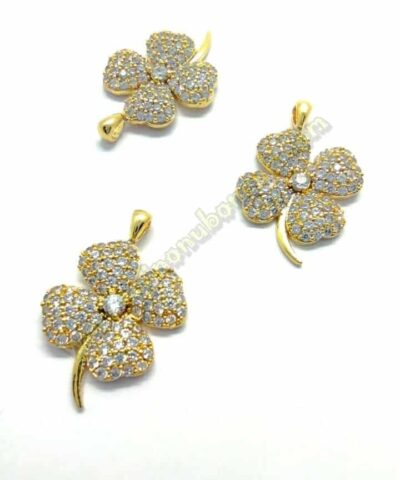 Zirkon Tasli 4 Yaprakli Sans Yoncasi Kolye Ucu 4