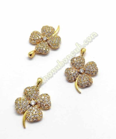 Zirkon Tasli 4 Yaprakli Sans Yoncasi Kolye Ucu 5